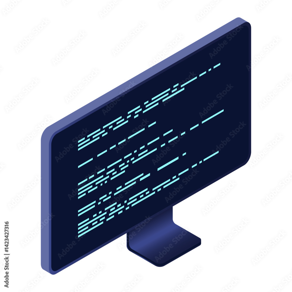 Wall mural isometric monitor. computer monitor isometric desktop. modern monitor. isometric technology