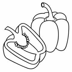 vector illustration of a chili pepper and sweet pepper