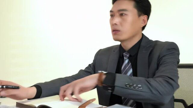 Busy concentrated male financier working in office with excel spreadsheets and calculator. Man in business suit working with documents and papers, mature successful investor reviewing reports.