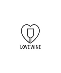 love wine logo design vector
