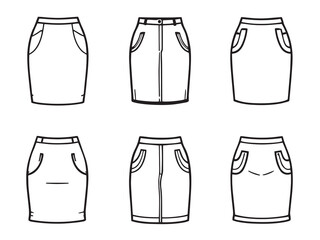 Pencil Skirt vector line art illustration