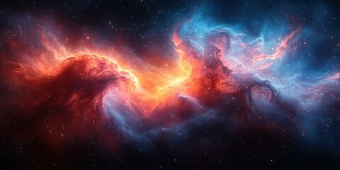 Fototapeta premium Cosmic nebula displays vibrant colors and intricate patterns in deep space