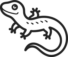 Newt icon line art on transparent background 