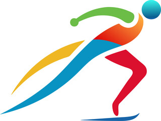 Speed skating sketch icon Colorful vector on transparent background