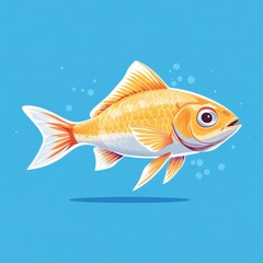 Colorful goldfish swimming gracefully in a bright blue aquarium backdrop
