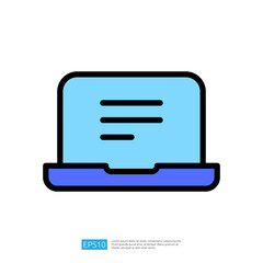Digital Laptop Icon Representing Online Education and Technological Innovation in Modern Learning Environments