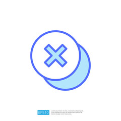 Fototapeta premium Circular Error Icon with Red Cross Symbol for User Interface Design in Minimalist Style