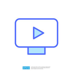 Digital Icon of a Play Button Over a Television Screen Representing Multimedia Content and Interactive Learning in Modern Education
