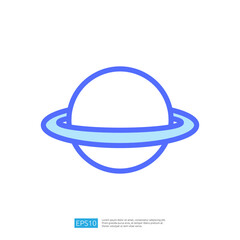 Iconic Illustration of Saturn as a Planet with Distinctive Rings Representing Education and Science Concepts in Astronomy