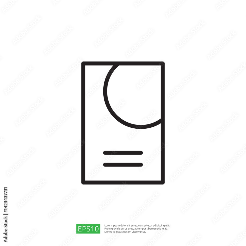 Poster minimalist icon of a document with circular design element representing education and science themes