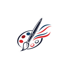 Abstract Brushstroke with Colorful Palette Illustration