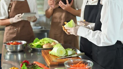 Hands on cooking lessons at culinary training institute.