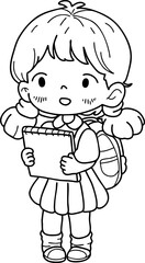 Cute cartoon, children, school age, illustration, hand drawn