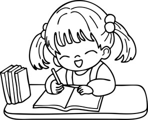 Cute cartoon, children, school age, illustration, hand drawn