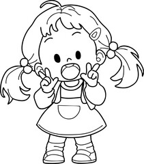 Cute cartoon, children, school age, illustration, hand drawn