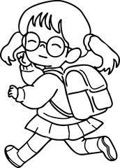 Cute cartoon, children, school age, illustration, hand drawn