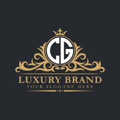Luxury letter logo with crown initial monogram calligraphic.
