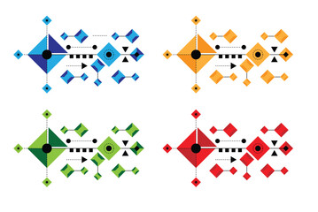 Abstract Ethnic Design Element with Lines and Square Geometric Shapes. Graphic design elements and resources vector art