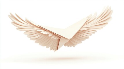 Fototapeta premium Paper origami bird with wings, a symbol of flight and freedom