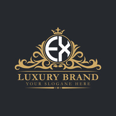 Luxury letter logo with crown initial monogram calligraphic.
