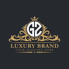 Luxury letter logo with crown initial monogram calligraphic.
