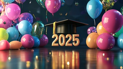 Class of 2025 graduation ceremony is approaching with mortarboard and balloons