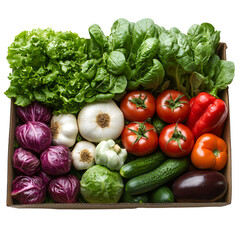 Vibrant fresh vegetables in wooden crate healthy eating farm fresh produce