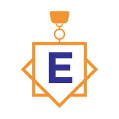 Initial Letter E Medal Logo Symbol Vector Template