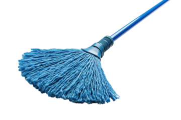 A blue mop on black background