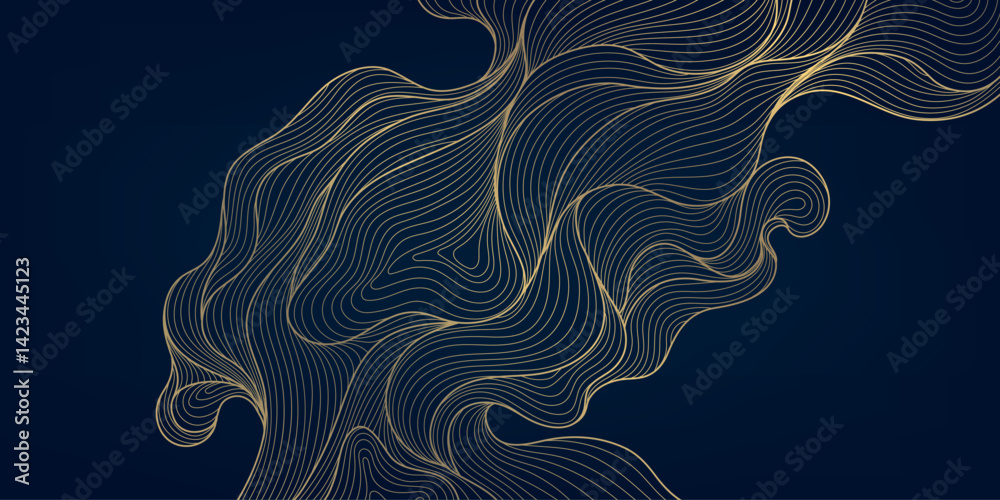 Aufkleber vector abstract golden wave on dark backgrounds. thin line modern premium shape, premium curve glitt