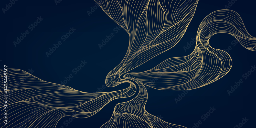 Aufkleber vector abstract golden wave on dark backgrounds. thin line modern premium shape, premium curve glitt