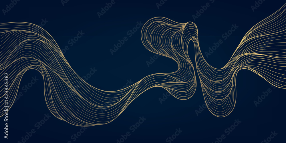 Aufkleber vector abstract golden wave on dark backgrounds. thin line modern premium shape, premium curve glitt