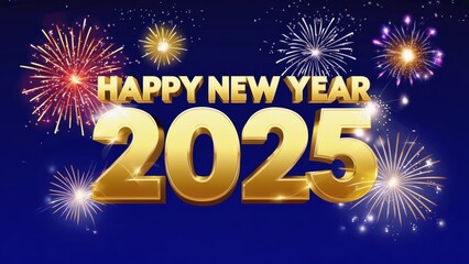 A celebration of the new year with fireworks and colorful explosions lighting up the night sky.