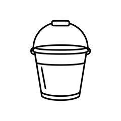 Outline icon of a bucket symbolizing cleanliness and gardening tasks, harvest collection  