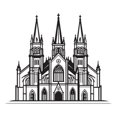 Fototapeta premium Gothic Cathedral black silhouette