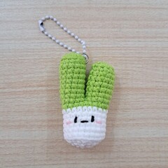 a little onion crochet keychain