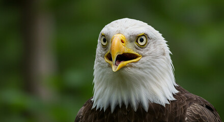 Obraz premium Bald Eagle Calling with Open Beak and Intense Eyes in Nature