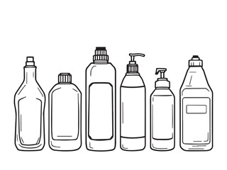 Toilet Bowl Cleaner vector line art illustration