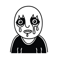 a creature with hollowed out eyes weeping black tears