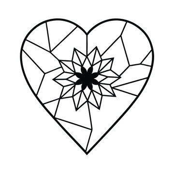 a heart made of glass shattered with a growing darkness