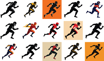 Obraz premium Dynamic Silhouette of a Sprinter Running at Full Speed – Fitness and Sports Vector Art bundle set