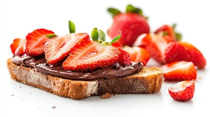Strawberry and chocolate hazelnut spread toast