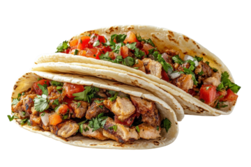 Two tacos with meat and salsa