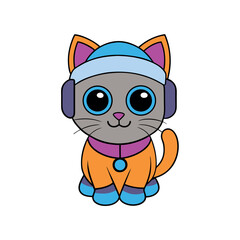 Obraz premium A cat kawaii wearing a DJ headphone. 