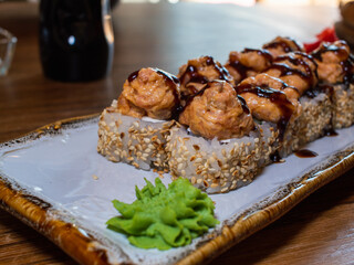 sushi on a rectangular plate