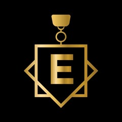 Initial Letter E Medal Logo Symbol Vector Template