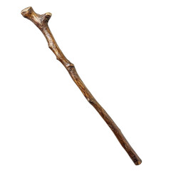 Obraz premium Rustic wooden walking stick, isolated on transparent cutout