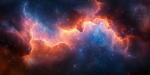 Fototapeta premium Stunning cosmic nebula showcases vibrant colors and celestial formations in the night sky