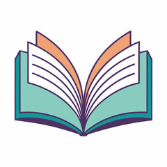 Open Book Illustration Teal and Peach Color Scheme