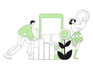 Internet financial management investment flat vector concept operation hand drawn illustration
